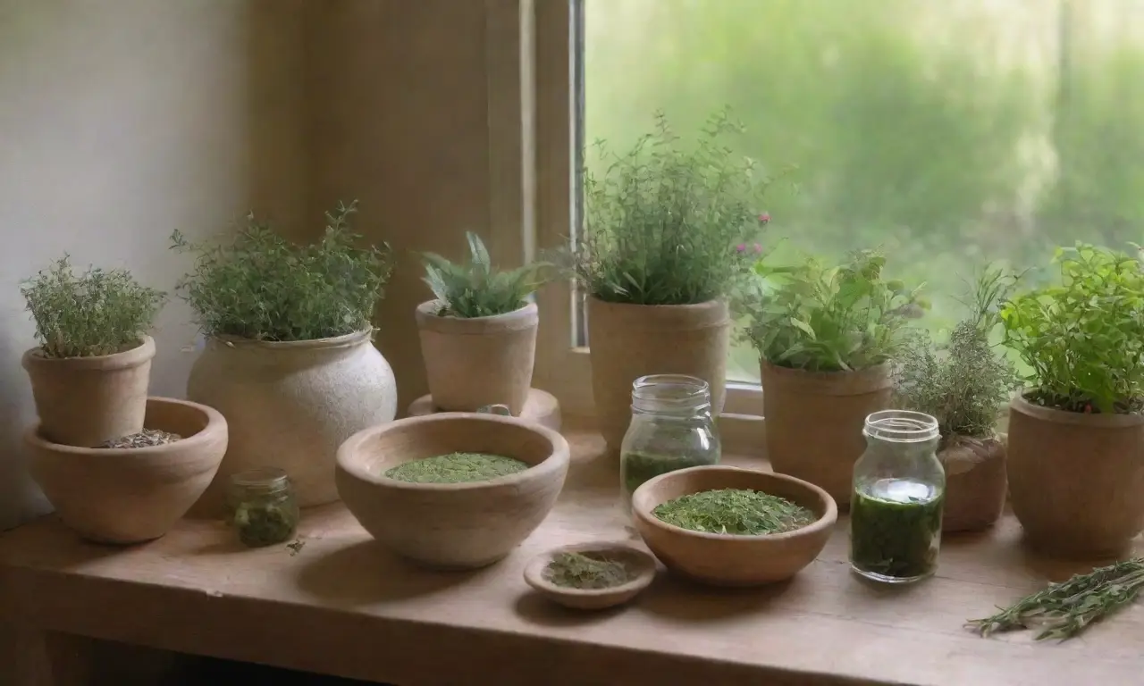 Un rincón acogedor y natural con hierbas