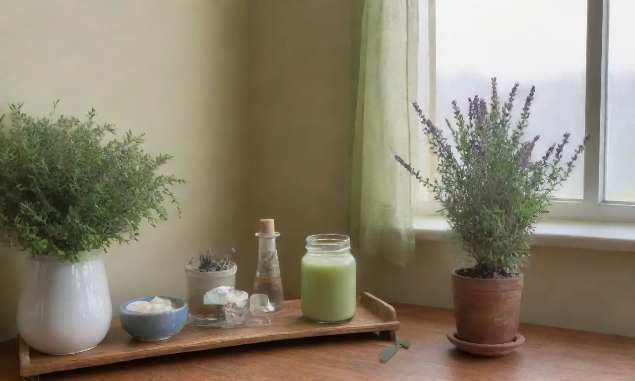 Un rincón sereno y acogedor con colores suaves, plantas, aromas y una atmósfera de tranquilidad