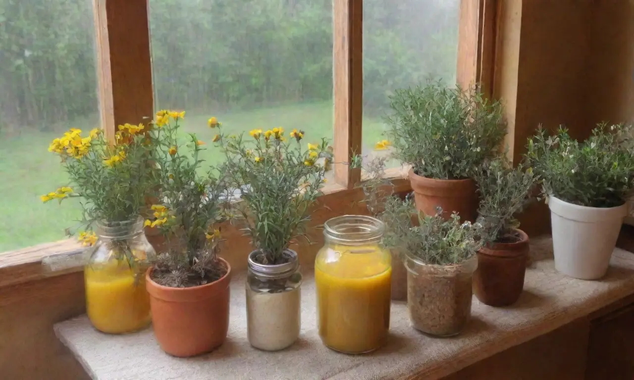 Un rincón acogedor lleno de hierbas, frascos y aromas naturales