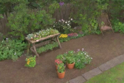 Un jardín vibrante y sereno lleno de vida y colores