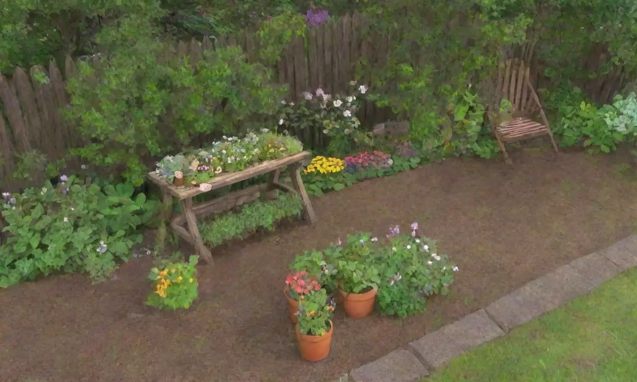 Un jardín vibrante y sereno lleno de vida y colores