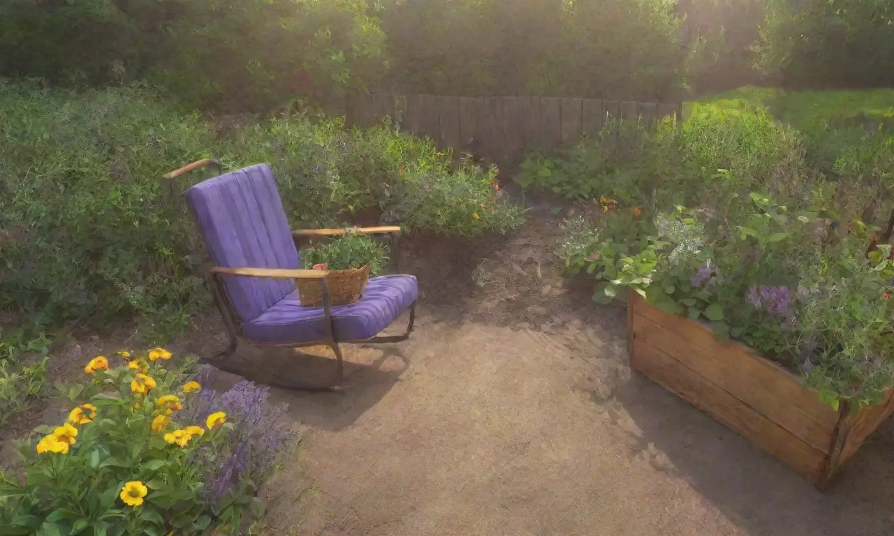 Un jardín vibrante lleno de hierbas frescas, flores y la promesa de una cosecha abundante