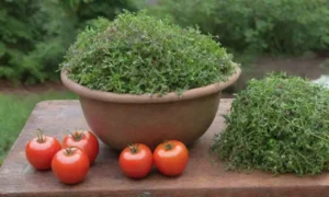 Un jardín vibrante con hierbas frescas