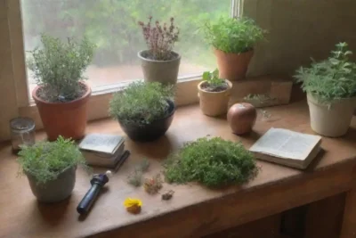 Un estudio acogedor lleno de plantas