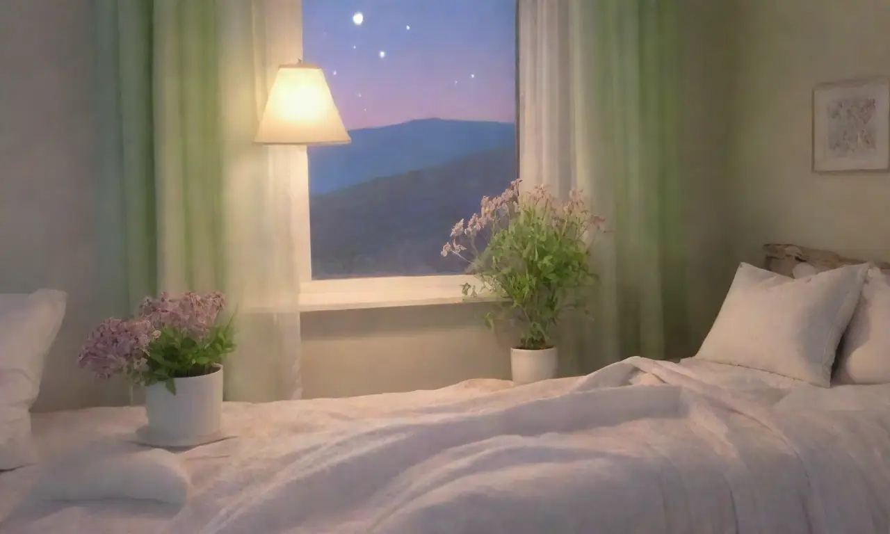 Un acogedor dormitorio con flores de valeriana, luz suave y una atmósfera tranquila