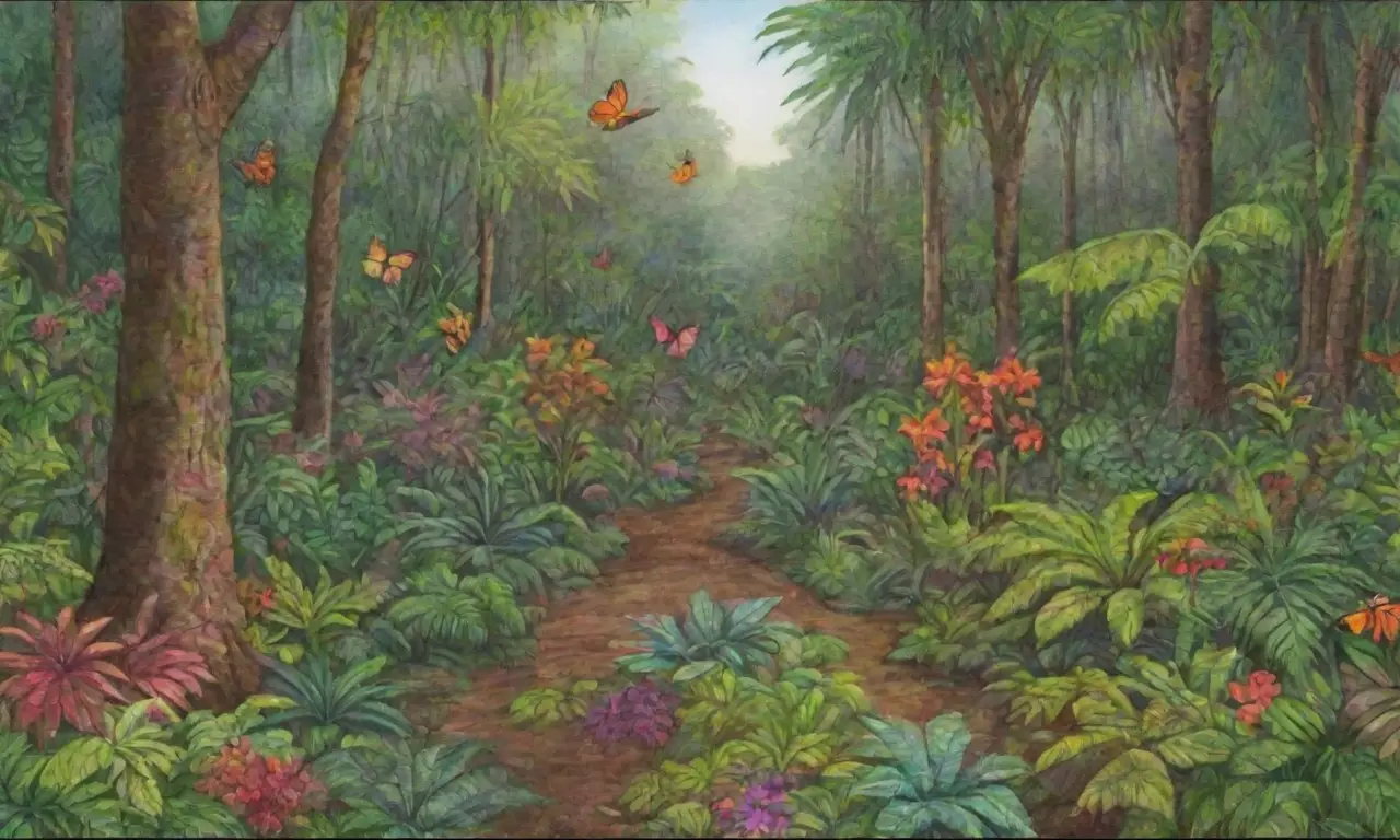 Un vibrante paisaje tropical lleno de vida y complejidad