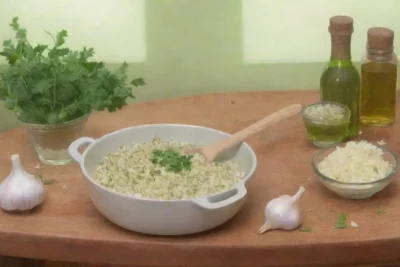 Un acogedor entorno de cocina con ajo fresco