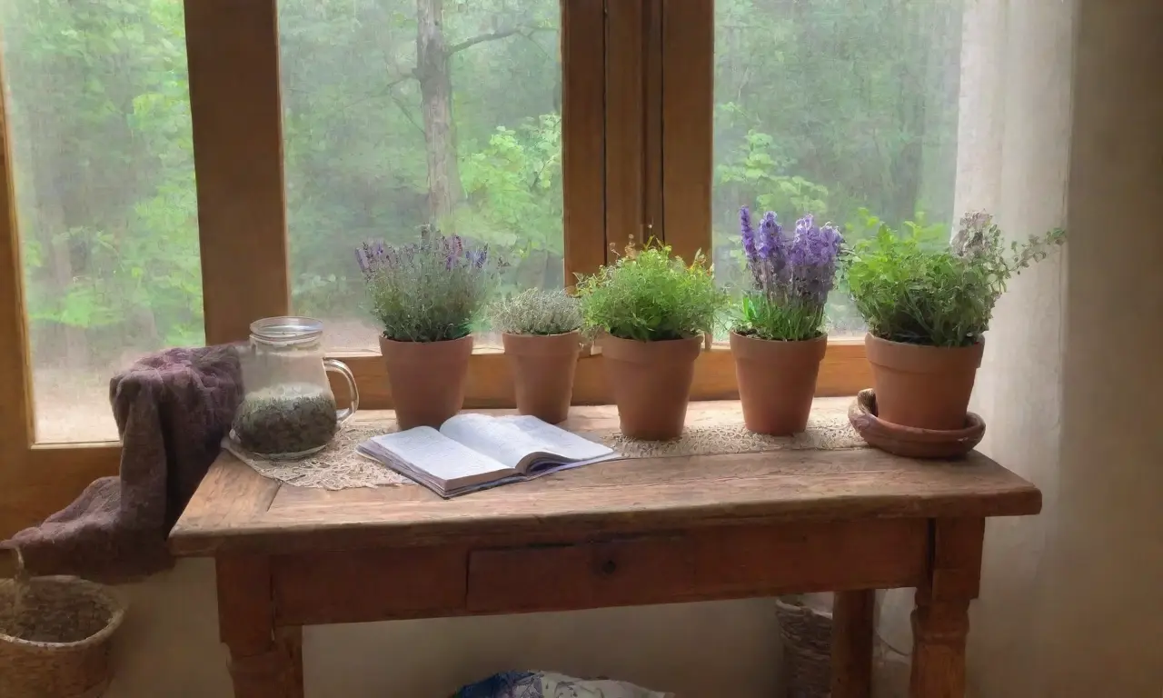 Un rincón acogedor y sereno lleno de plantas, té, libros y luz suave