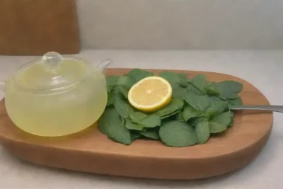 Una escena acogedora con hojas de menta