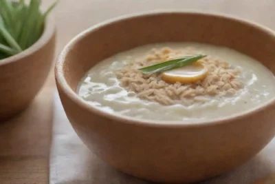 Pasta de avena suave y cremosa en un ambiente sereno y natural