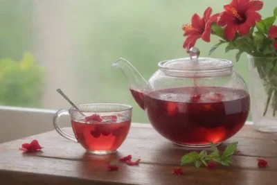 Una escena veraniega y refrescante con flores de hibisco