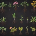 Ilustración de diferentes piezas de plantas etiquetadas
