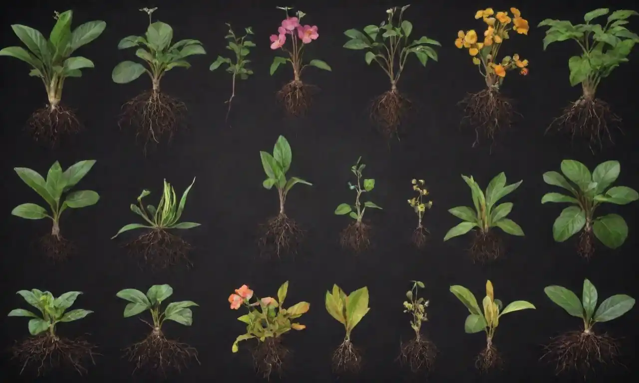 Ilustración de diferentes piezas de plantas etiquetadas