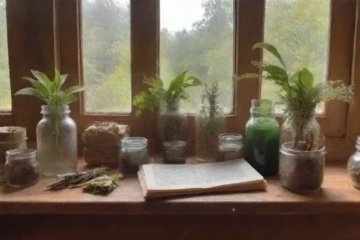 Un apotecario rústico lleno de naturaleza