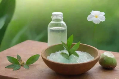 Un fondo verde vibrante con hojas tropicales