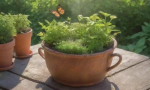 Un jardín sereno con luz suave