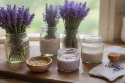 Un rincón acogedor y sereno con flores de lavanda