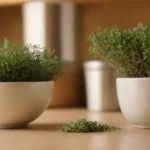 Recetas de tomillo frescas en un mostrador de cocina