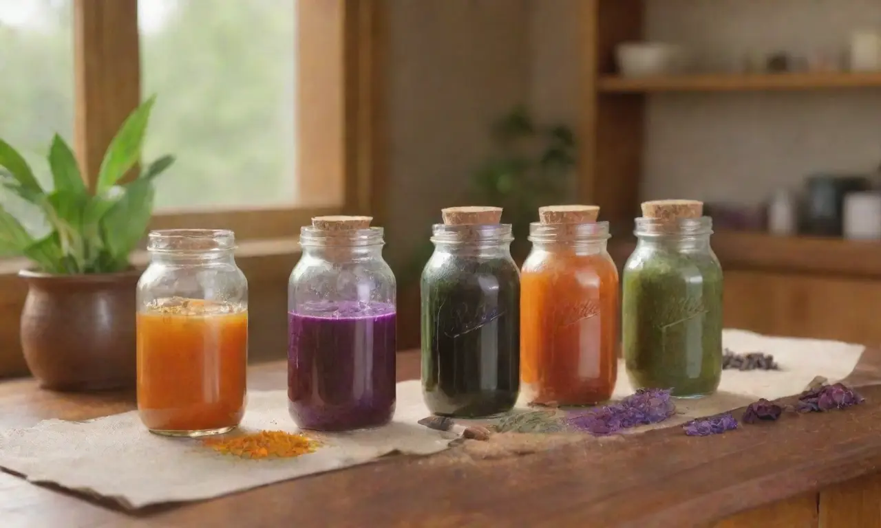 Un acogedor rincón de cocina lleno de colores vibrantes, hierbas y aromas naturales