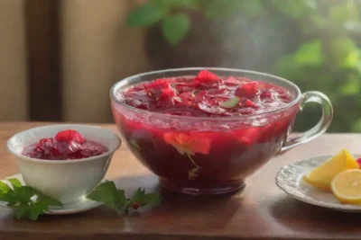 Un momento acogedor en la cocina con flores de hibisco