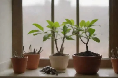 Planta de cierre que se cultiva en una olla en una ventana