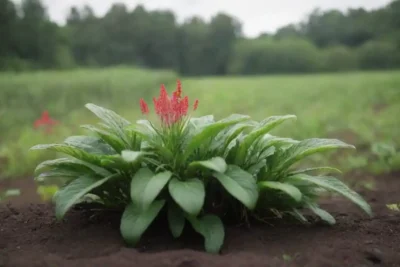 Una planta de Pimpinela vibrante que prospera en un entorno de granja orgánica