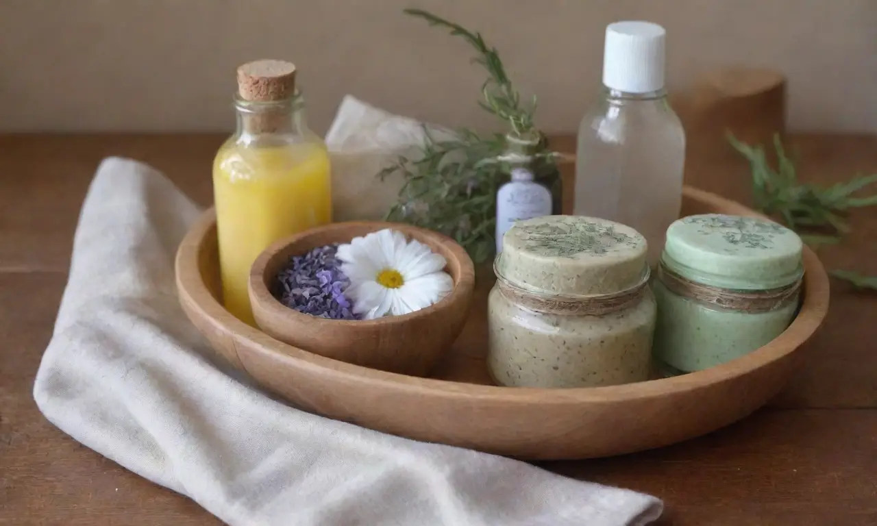 Un ambiente de spa natural con colores suaves, hierbas, aceites esenciales y elementos relajantes