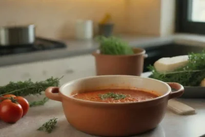 Ingredientes y una olla de cocina en una encimera
