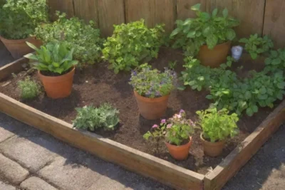 Un jardín vibrante y armonioso lleno de vida y aromas