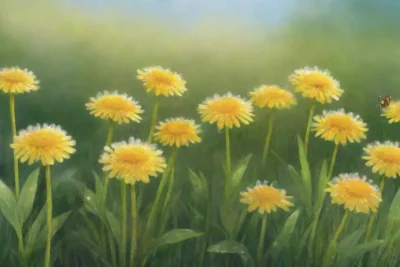 Un vibrante jardín de diente de león con flores amarillas