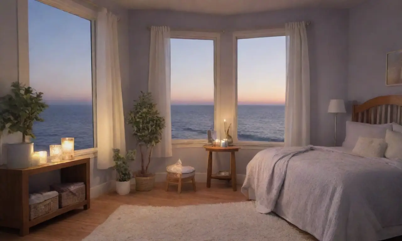 Un dormitorio sereno y acogedor, lleno de aromas y luz suave, que invita a la tranquilidad