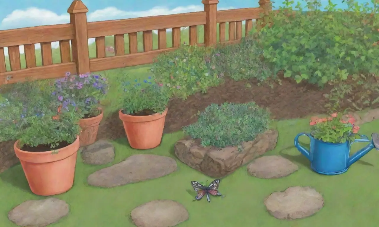 Un jardín vibrante y tranquilo lleno de plantas