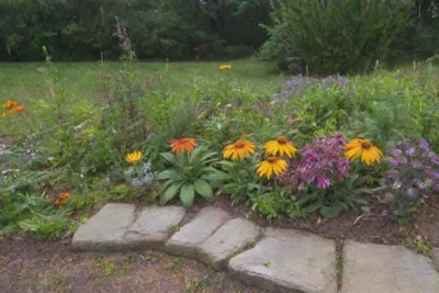 Un jardín vibrante lleno de flores