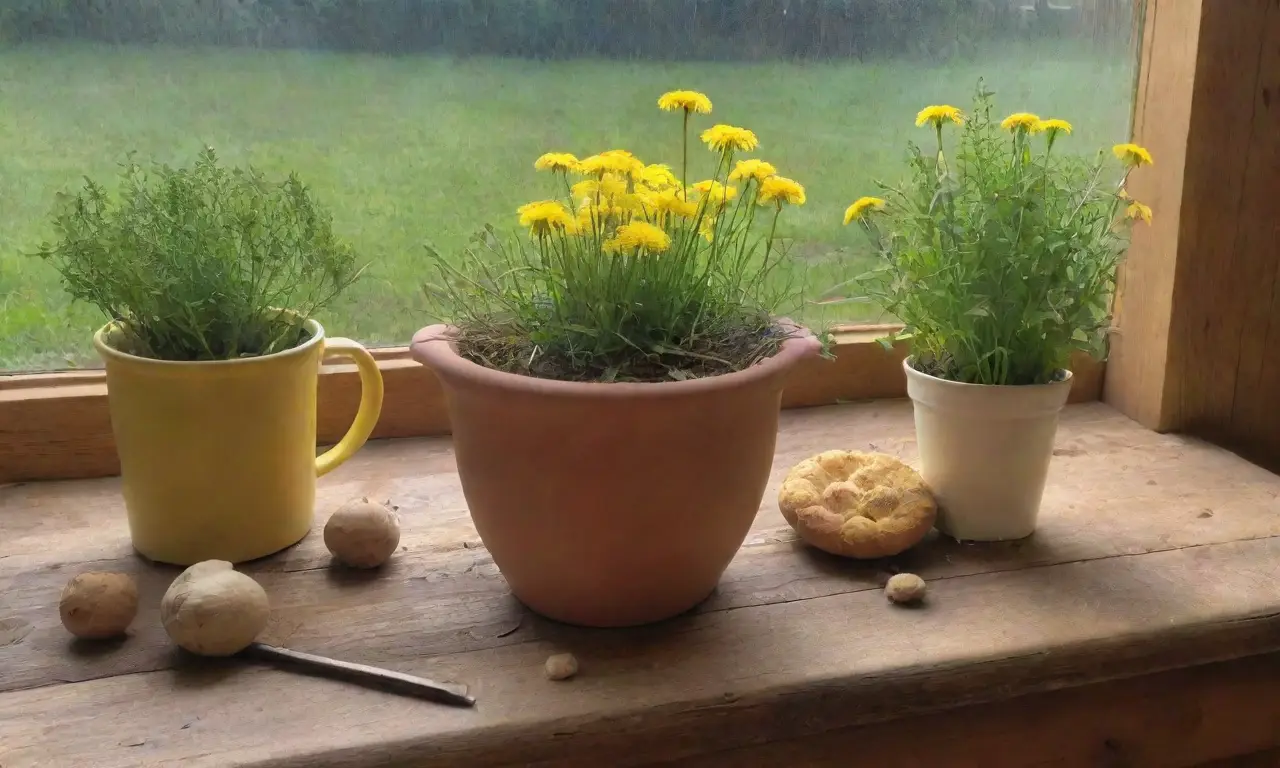 Un colorido jardín lleno de diente de león, té herbal y recetas frescas