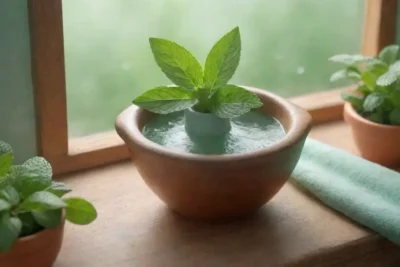 Un ambiente sereno y acogedor con hojas de menta