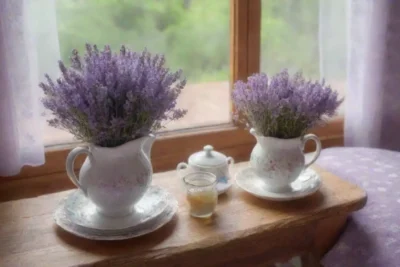 Un rincón acogedor con flores de lavanda