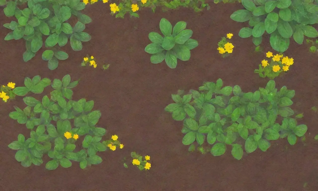Un jardín vibrante y sereno lleno de hojas verdes, flores coloridas y aromas terrosos