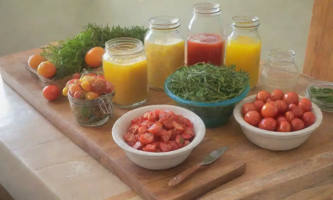 Una cocina rústica llena de colores vibrantes y aromas frescos