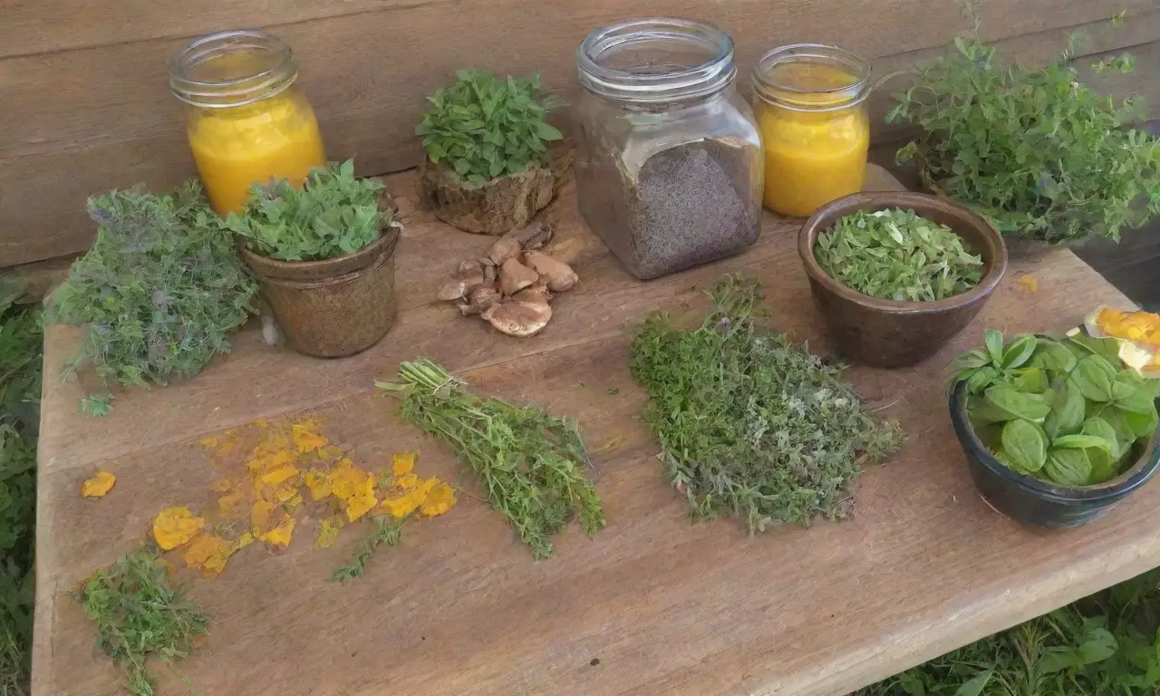 Un acogedor ambiente de cocina lleno de hierbas frescas, especias coloridas y aromas deliciosos