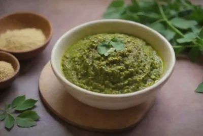Un plato vibrante con hojas de moringa