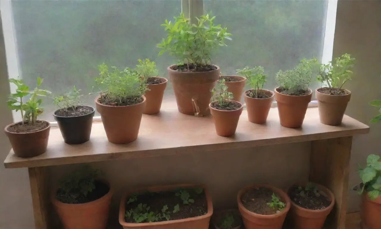 Un rincón acogedor de jardinería con plantas, herramientas y un ambiente relajante