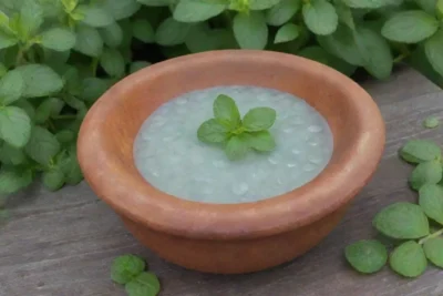 Un ambiente sereno y elegante con hojas de menta fresca y aromas naturales