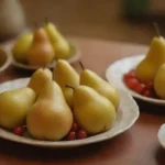 Las peras bien dispuestas entre los platos mediterráneos