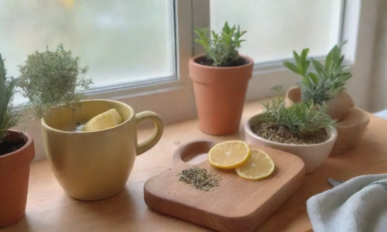 Un rincón acogedor con colores suaves, tazas delicadas y aromas de infusiones herbales