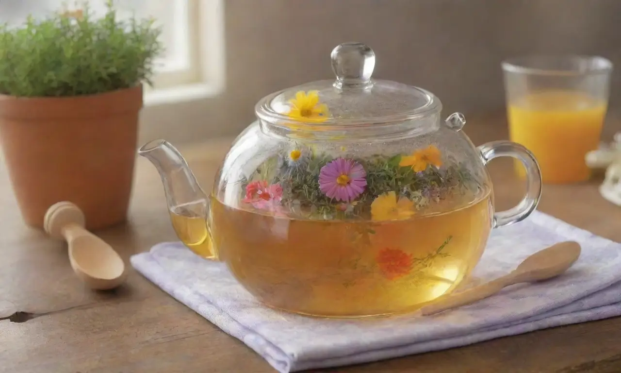 Un ambiente acogedor de té con flores