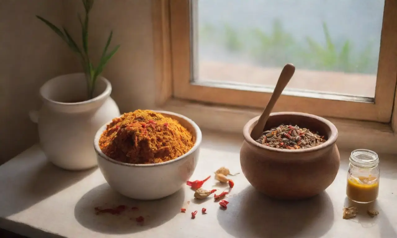 Una acogedora cocina rústica llena de ingredientes y aromas