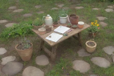Un jardín vibrante y sereno lleno de hierbas