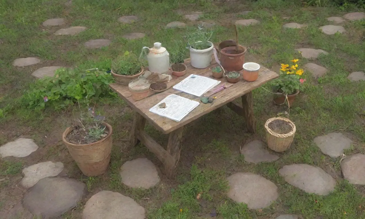 Un jardín vibrante y sereno lleno de hierbas