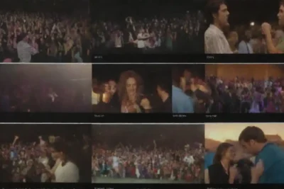 Un gráfico que muestra la influencia de Pimpinelas en la salud pública junto con imágenes de sus conciertos y eventos comunitarios.