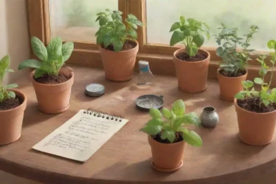 Un jardín vibrante y acogedor lleno de plantas